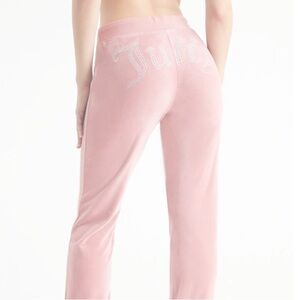 Juicy Couture OG BIG BLING VELOUR TRACK PANTS Luxe Velour Blushing Pink women M